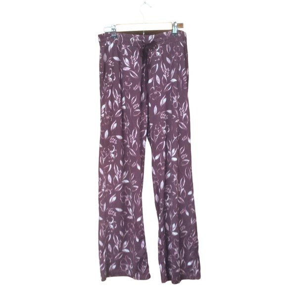 Z Supply Burgundy Floral High Waist Wide Leg Boho Athleisure Pants Size Large - Picture 1 of 3